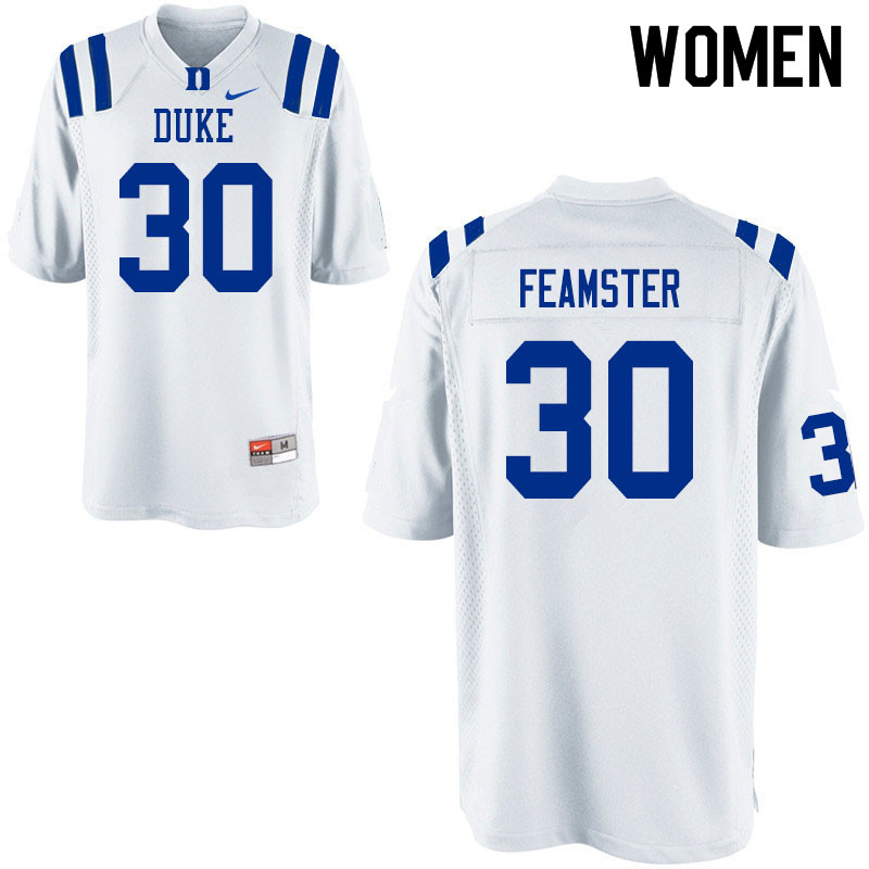Women #30 Brandon Feamster Duke Blue Devils College Football Jerseys Sale-White